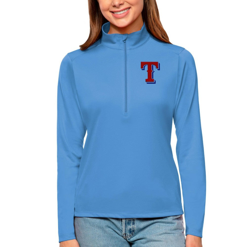 MLB Texas Rangers Antigua Women's Tribute Quarter-Zip Pullover Top