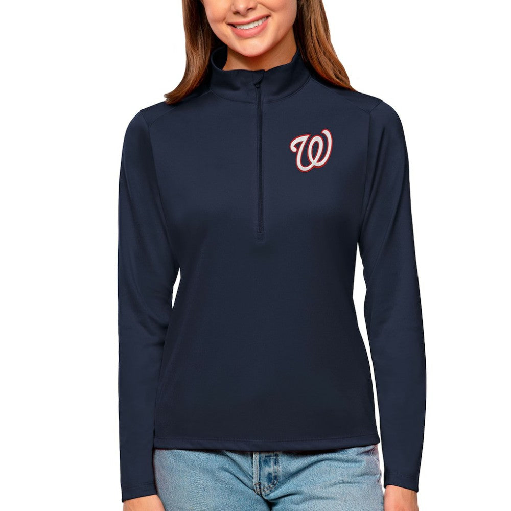MLB Washington Nationals Antigua Women's Tribute Quarter-Zip Pullover Top