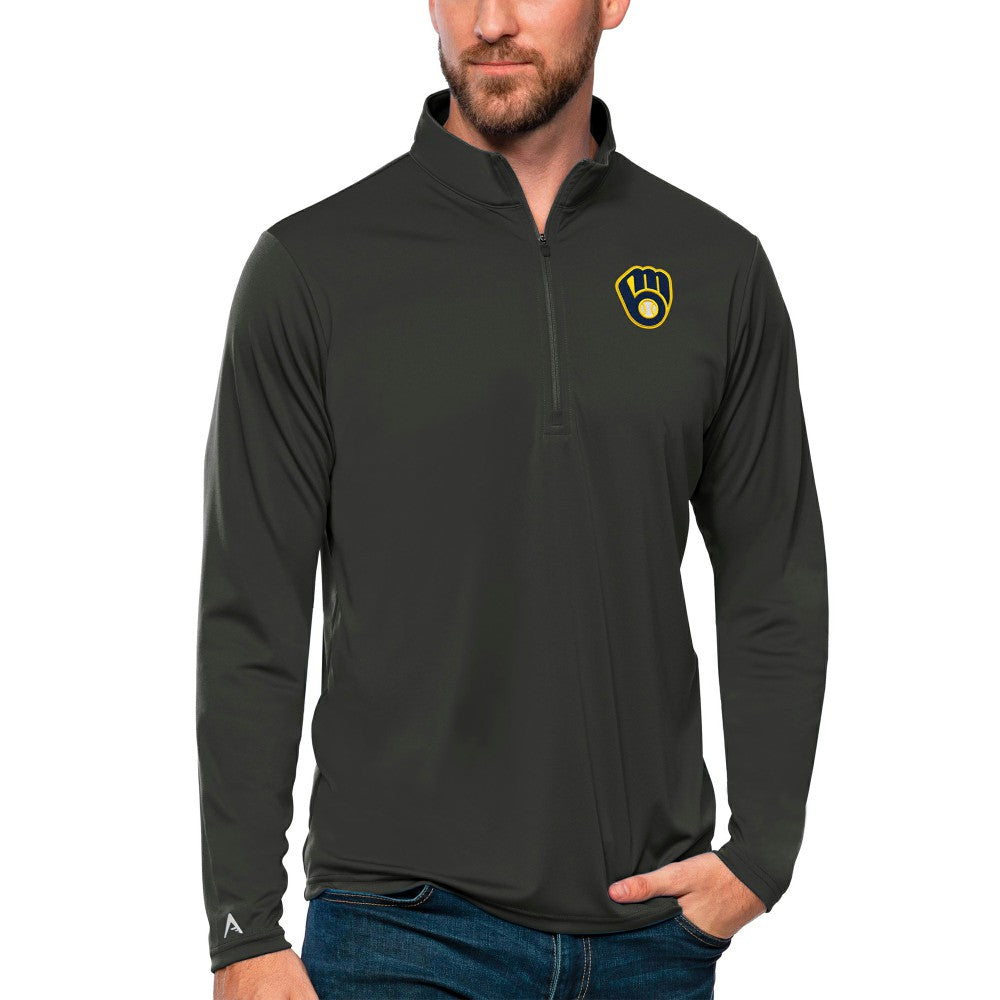 MLB Milwaukee Brewers Antigua Tribute Quarter-Zip Pullover Top
