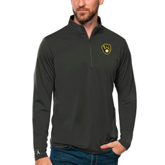 MLB Milwaukee Brewers Antigua Tribute Quarter-Zip Pullover Top