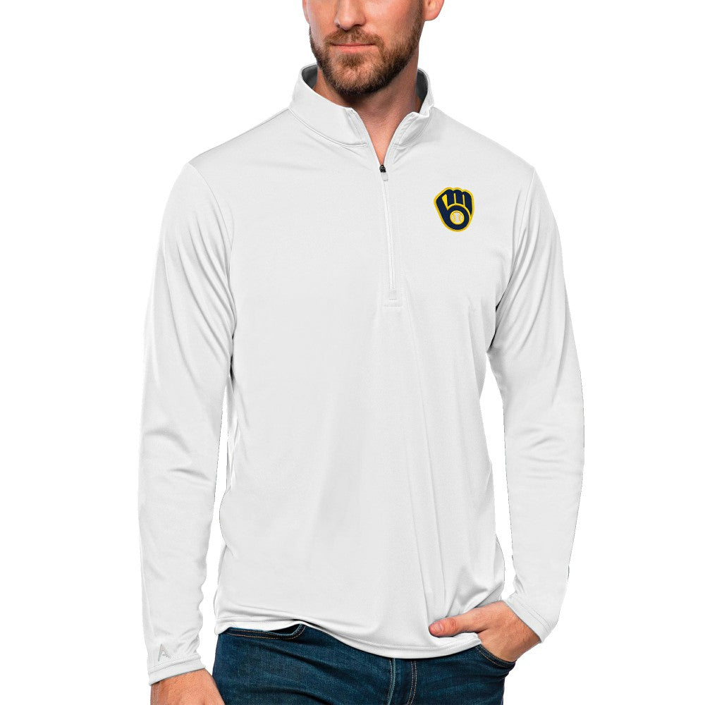 MLB Milwaukee Brewers Antigua Tribute Quarter-Zip Pullover Top