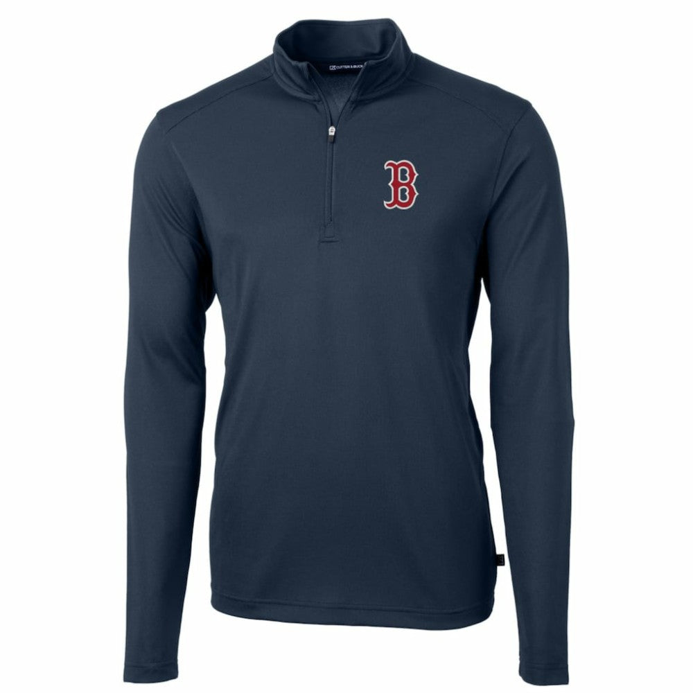 MLB Boston Red Sox Cutter & Buck Big & Tall Virtue Eco Pique Quarter-Zip Pullover Jacket
