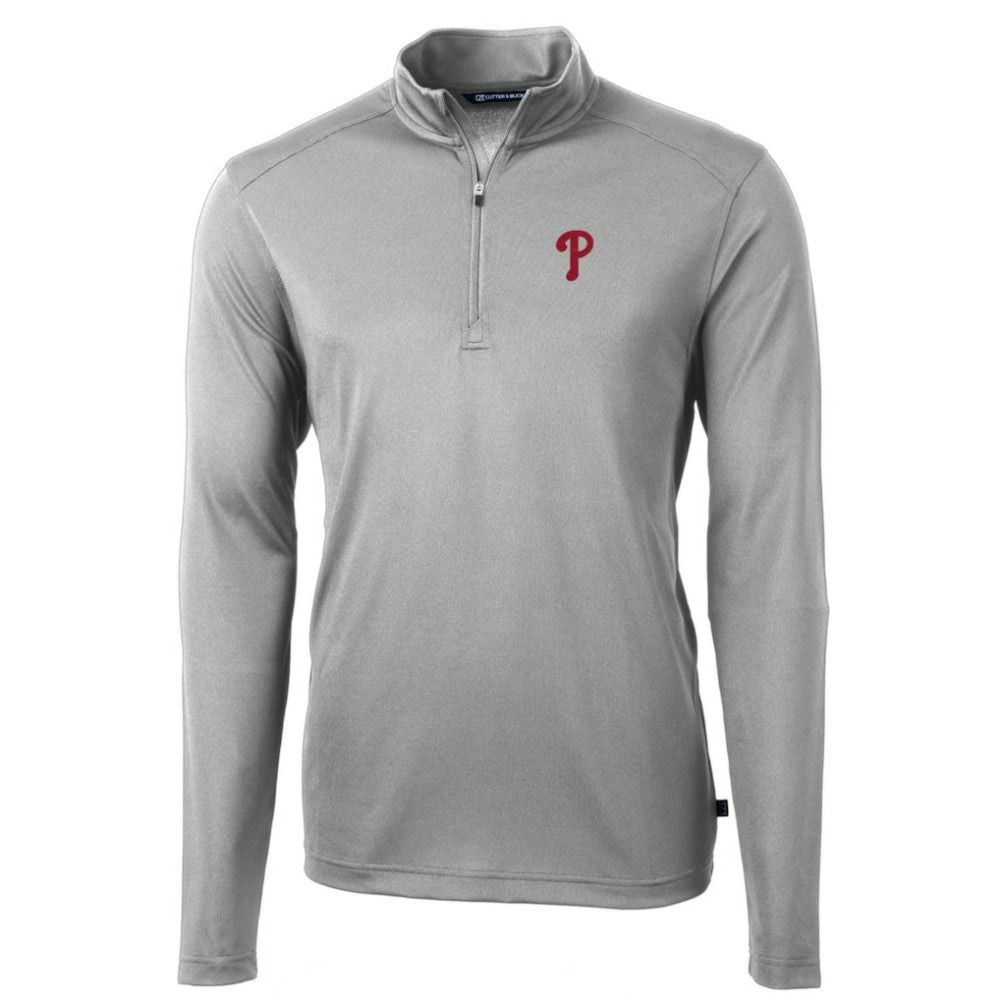 MLB Philadelphia Phillies Cutter & Buck Big & Tall Virtue Eco Pique Quarter-Zip Pullover Jacket