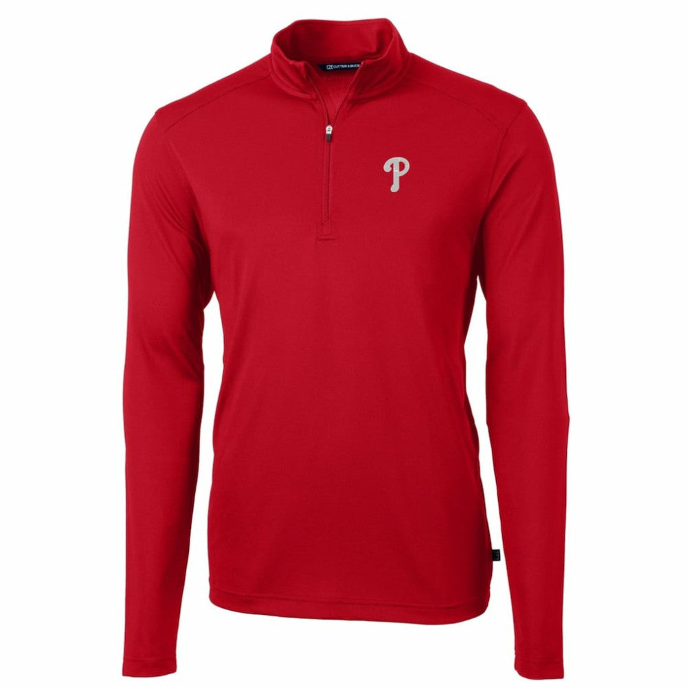 MLB Philadelphia Phillies Cutter & Buck Big & Tall Virtue Eco Pique Quarter-Zip Pullover Jacket