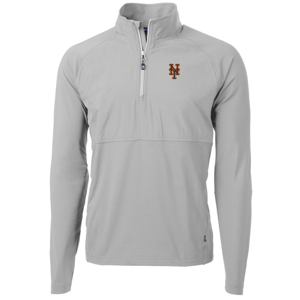MLB New York Mets Cutter & Buck Adapt Eco Knit Hybrid Recycled Quarter-Zip Pullover Jacket