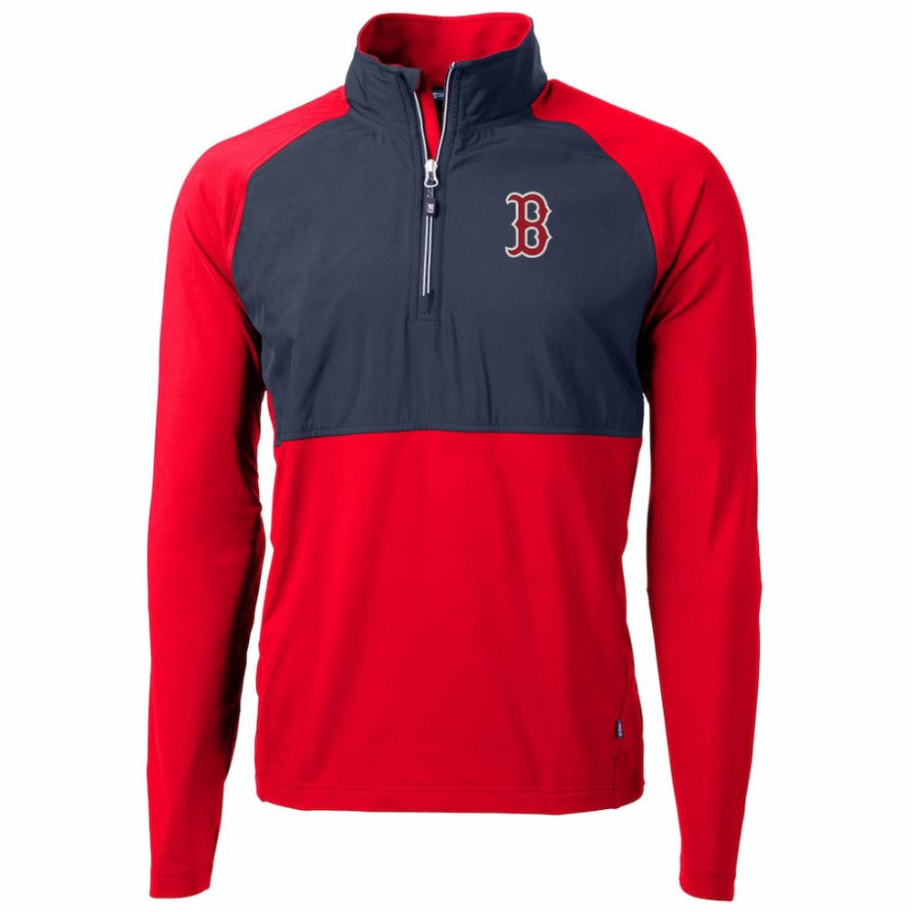 MLB Boston Red Sox Cutter & Buck Adapt Eco Knit Hybrid Recycled Quarter-Zip Pullover Jacket
