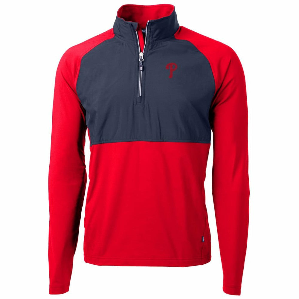 MLB Philadelphia Phillies Cutter & Buck Adapt Eco Knit Hybrid Recycled Quarter-Zip Pullover Jacket
