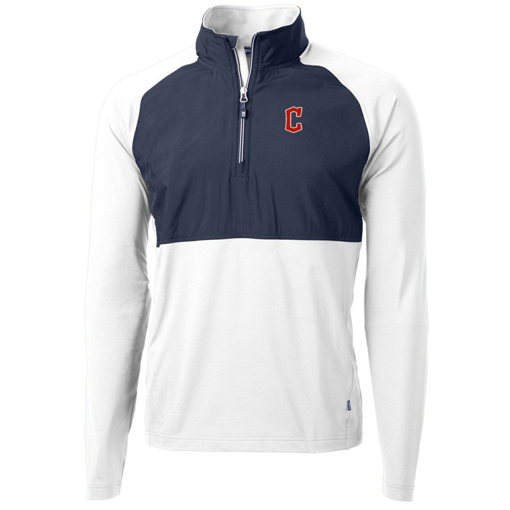 MLB Cleveland Guardians Cutter & Buck Adapt Eco Knit Hybrid Recycled Quarter-Zip Pullover Jacket