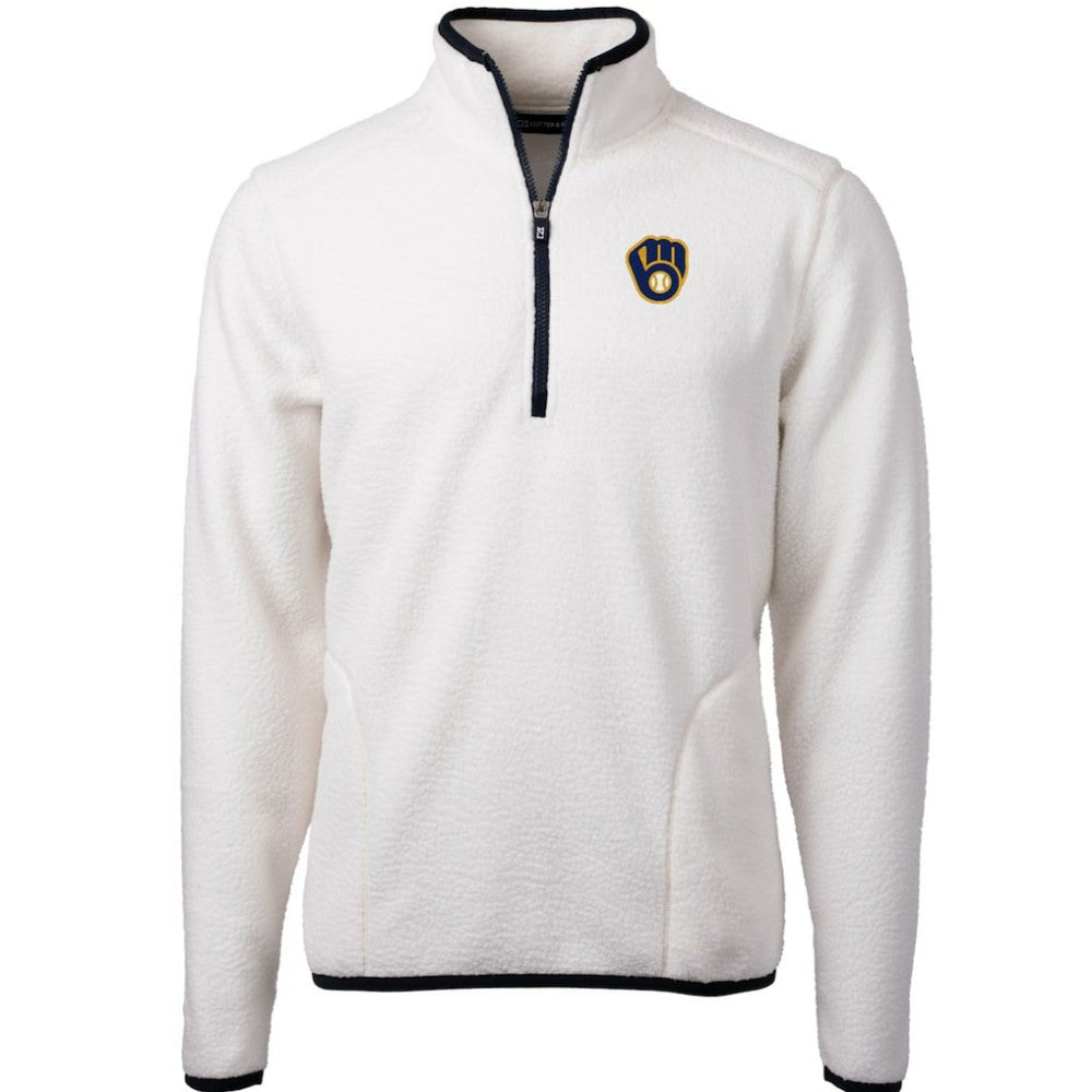 MLB Milwaukee Brewers Cutter & Buck Cascade Eco Sherpa Fleece Quarter-Zip Pullover Jacket