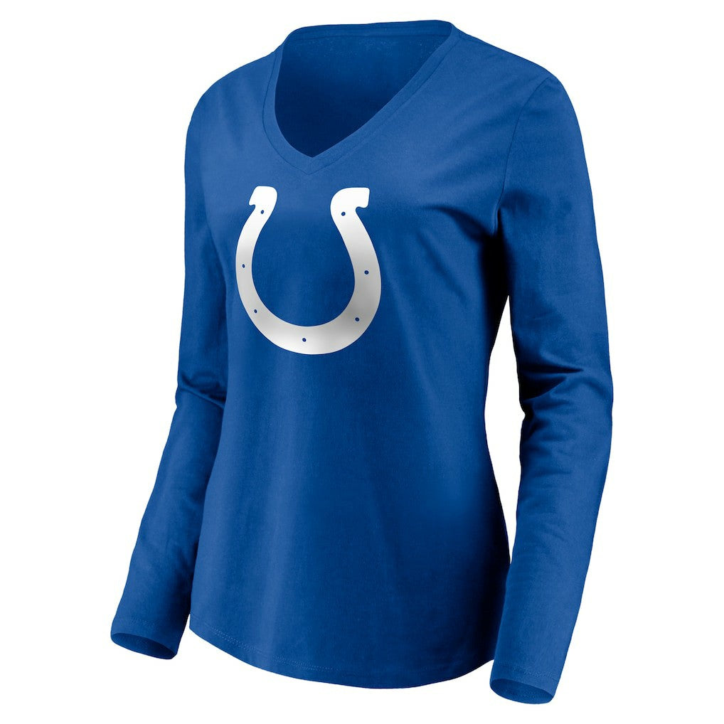 Women's Team Authentic Personalized Name & Number Long Sleeve V-Neck T-Shirt - Indianapolis Colts