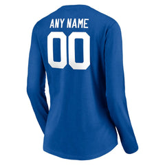 Women's Team Authentic Personalized Name & Number Long Sleeve V-Neck T-Shirt - Indianapolis Colts