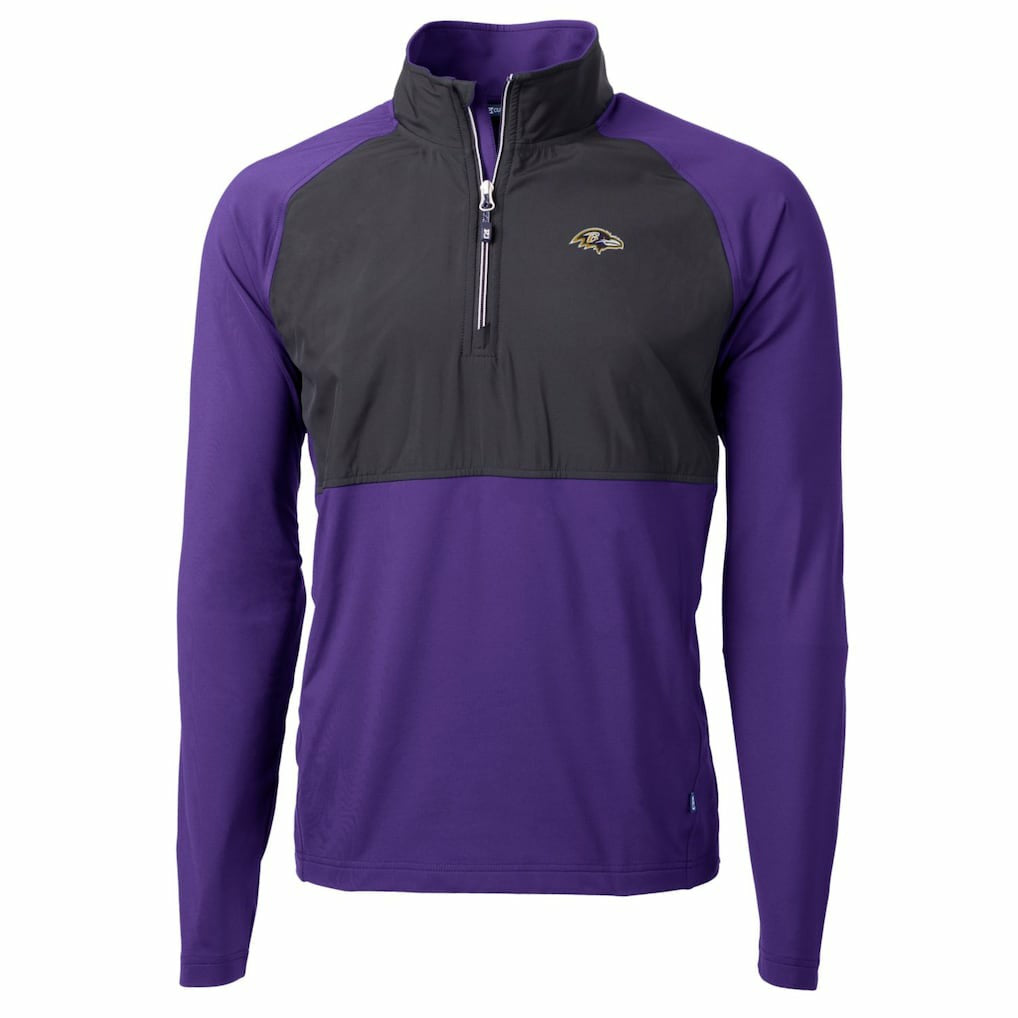 Cutter & Buck Adapt Eco Knit Hybrid Recycled Quarter-Zip Raglan Jacket - Baltimore Ravens