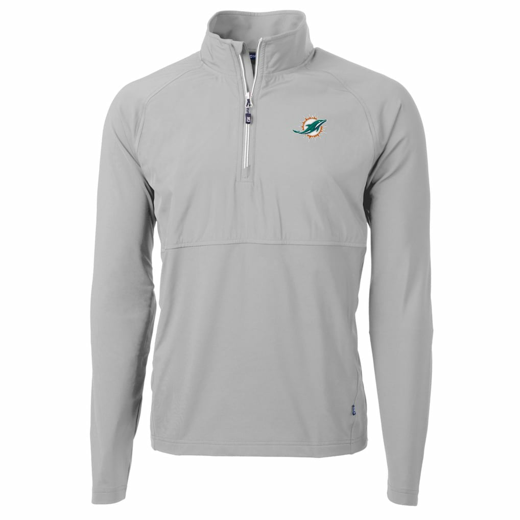 Cutter & Buck Adapt Eco Knit Hybrid Recycled Quarter-Zip Raglan Jacket - Miami Dolphins