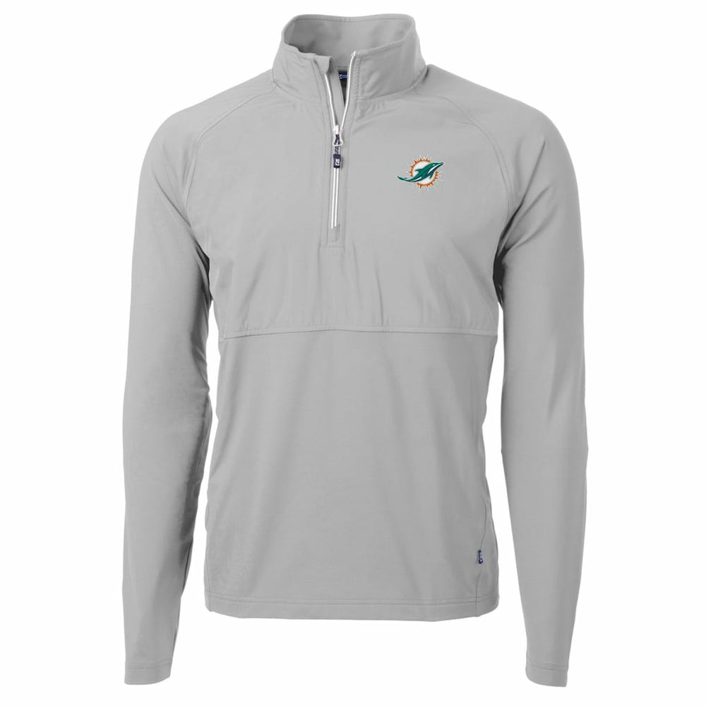 Cutter & Buck Adapt Eco Knit Hybrid Recycled Quarter-Zip Raglan Jacket - Miami Dolphins