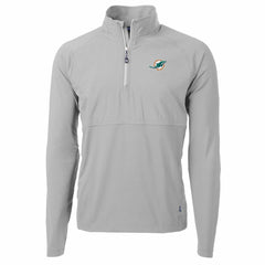 Cutter & Buck Adapt Eco Knit Hybrid Recycled Quarter-Zip Raglan Jacket - Miami Dolphins
