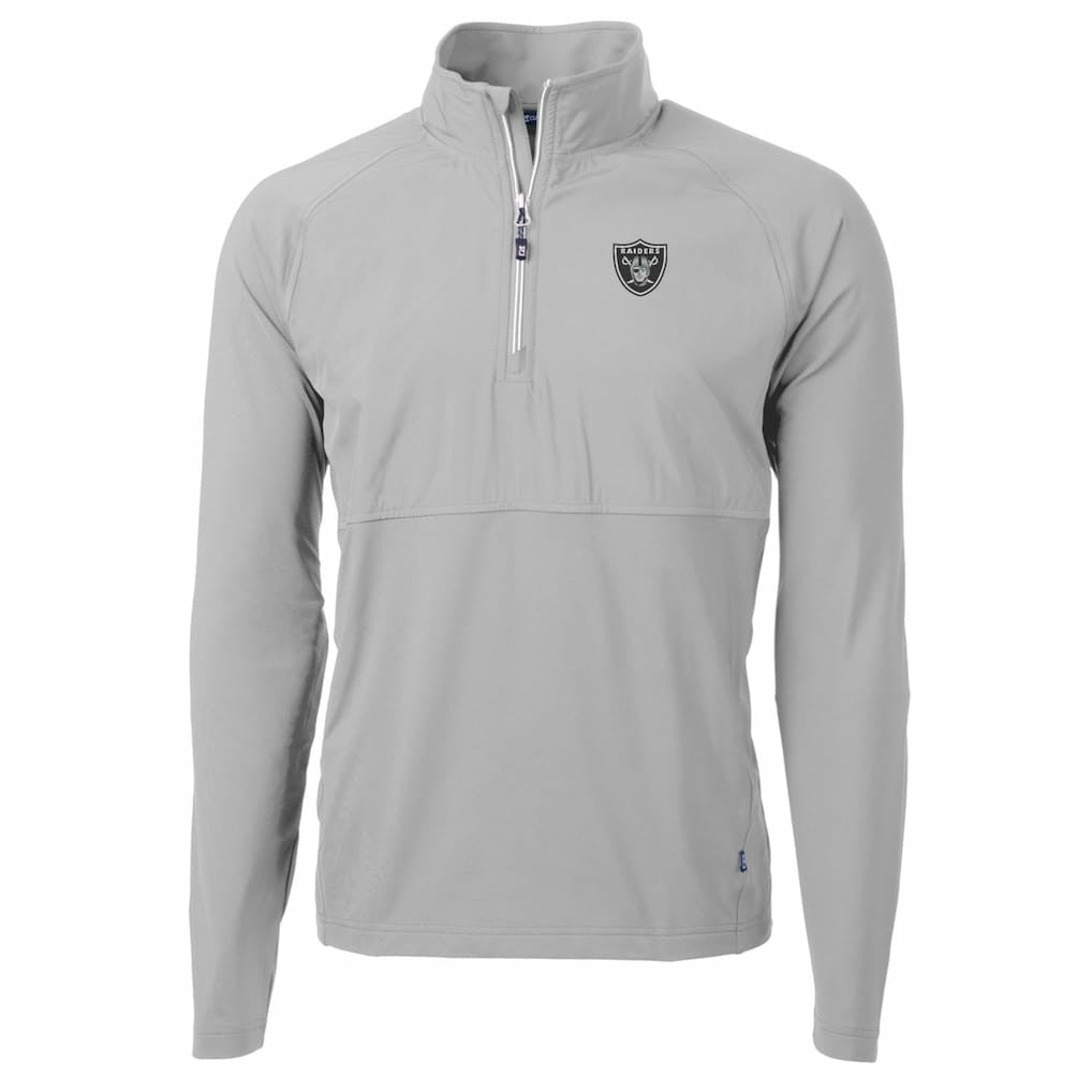 Cutter & Buck Adapt Eco Knit Hybrid Recycled Quarter-Zip Raglan Jacket - Las Vegas Raiders
