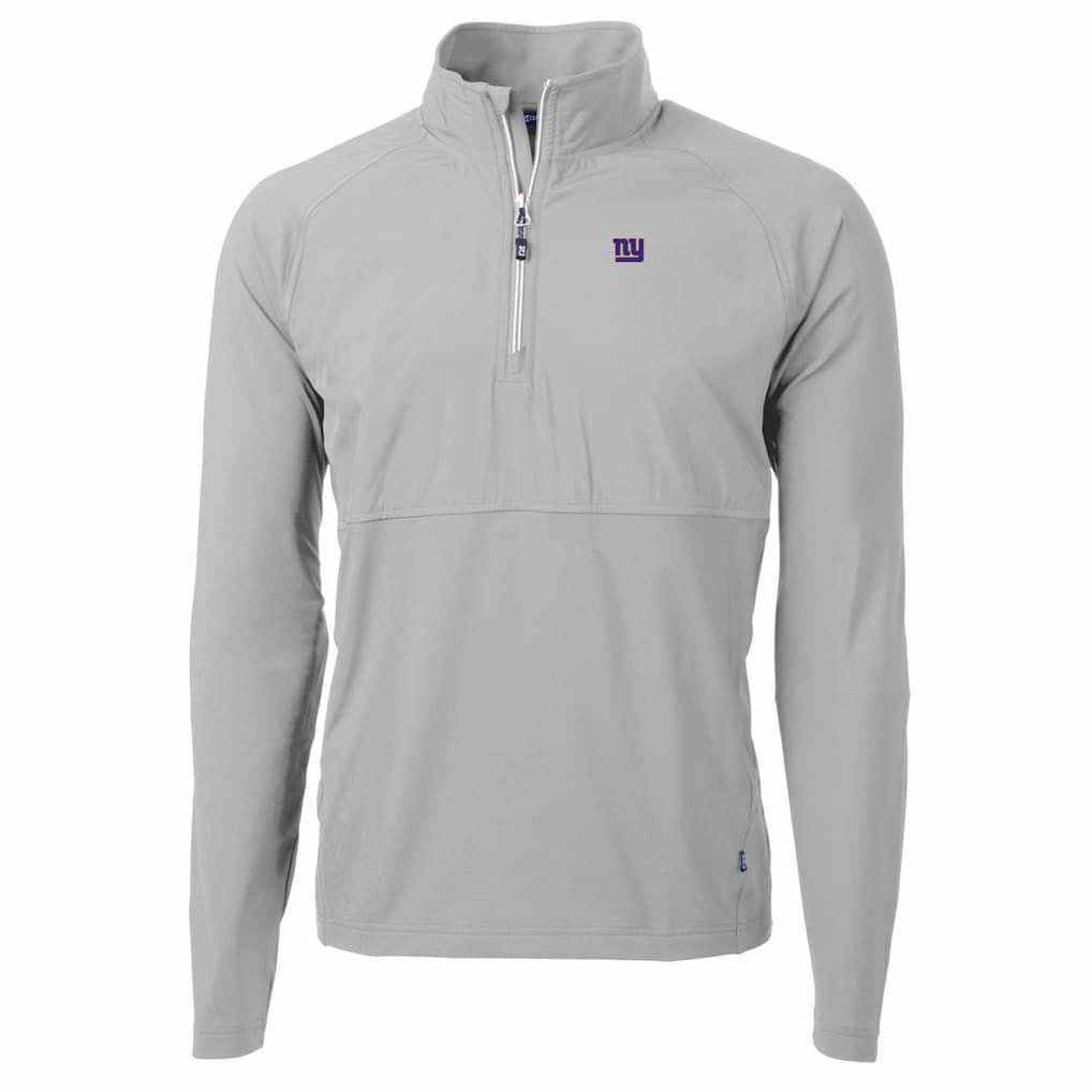 Cutter & Buck Adapt Eco Knit Hybrid Recycled Quarter-Zip Raglan Jacket - New York Giants