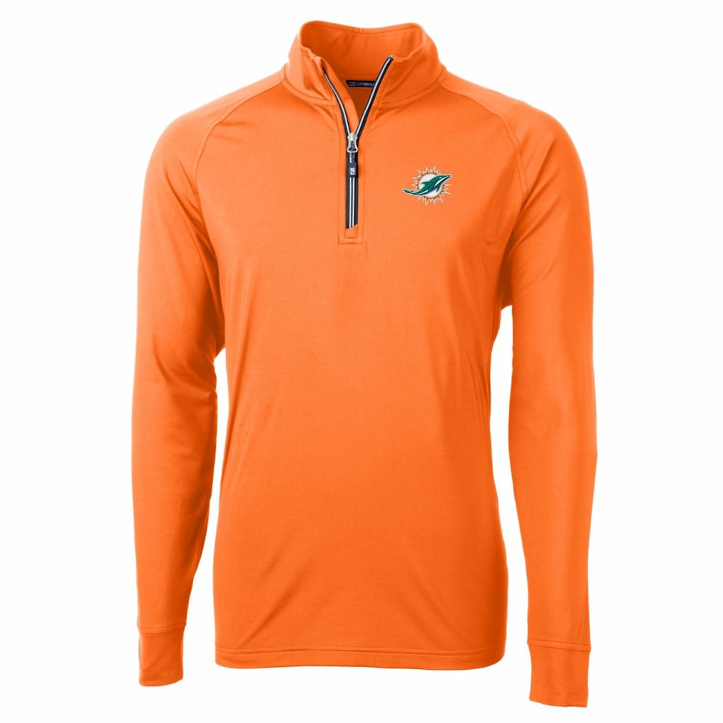 Cutter & Buck Adapt Eco Knit Stretch Recycled Quarter-Zip Jacket - Miami Dolphins