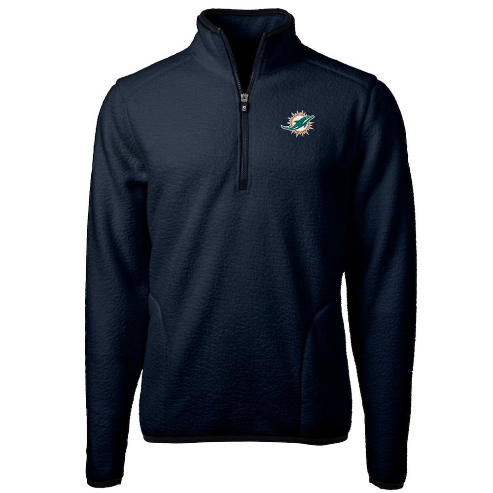 Cutter & Buck Cascade Eco Sherpa Fleece Quarter-Zip Pullover Jacket - Miami Dolphins