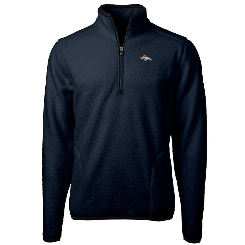 Cutter & Buck Big & Tall Cascade Eco Sherpa Fleece Quarter-Zip Pullover Jacket - Denver Broncos