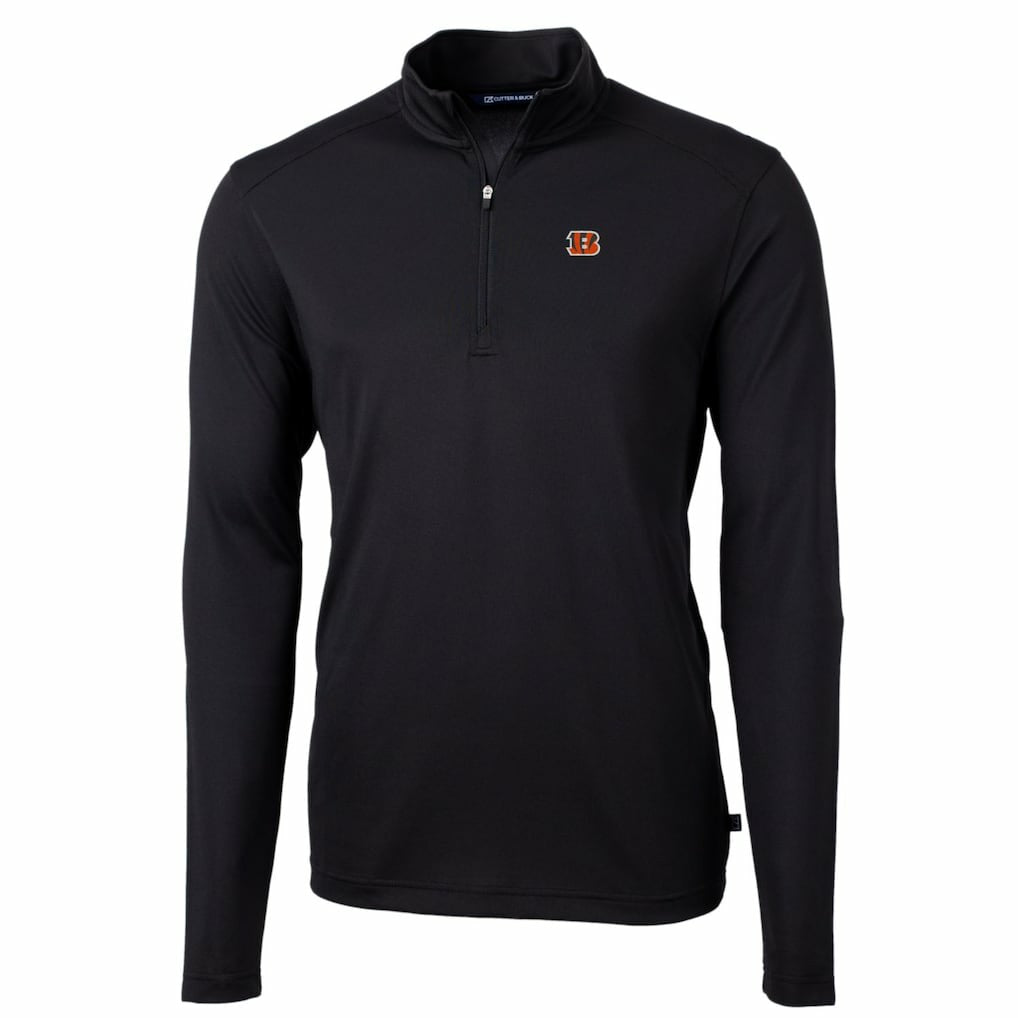 Cutter & Buck Big & Tall Virtue Eco Pique Quarter-Zip Pullover Jacket - Cincinnati Bengals