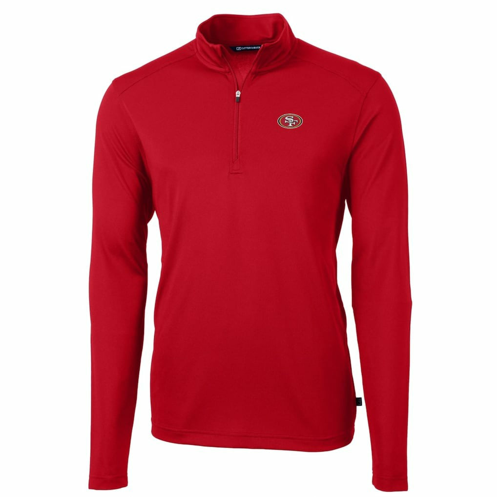 Cutter & Buck Big & Tall Virtue Eco Pique Quarter-Zip Pullover Jacket - San Francisco 49ers