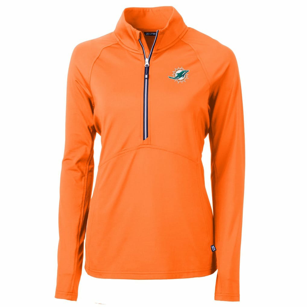 Cutter & Buck Women's Adapt Eco Knit Stretch Recycled Half-Zip Pullover Top - Miami Dolphins