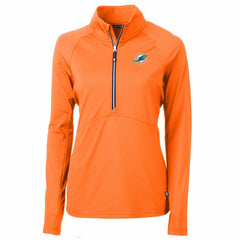 Cutter & Buck Women's Adapt Eco Knit Stretch Recycled Half-Zip Pullover Top - Miami Dolphins