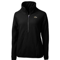Cutter & Buck Women's Cascade Eco Sherpa Fleece Half-Zip Pullover Jacket - Baltimore Ravens