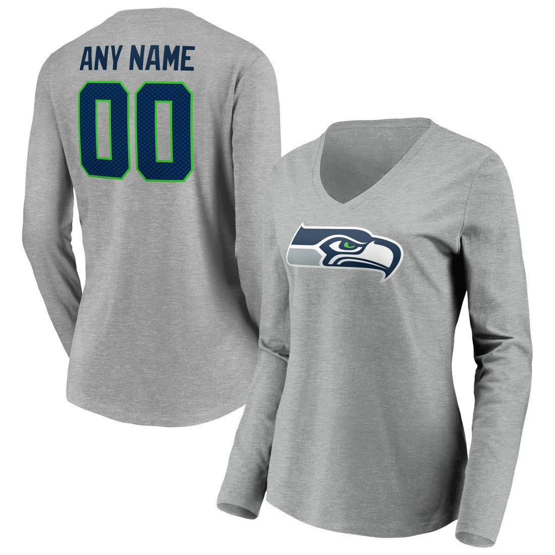Women's Team Authentic Custom Long Sleeve V-Neck T-Shirt - Seattle Seahawks