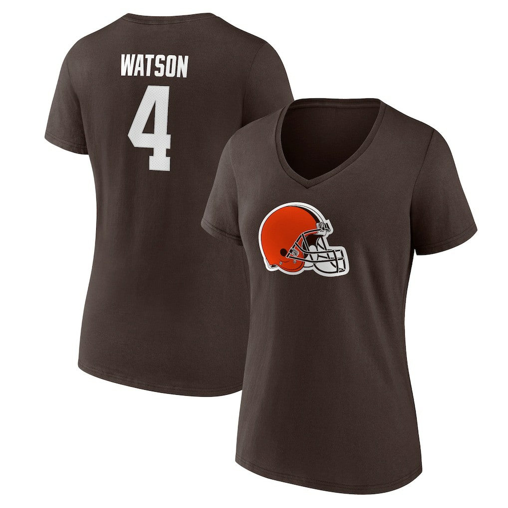Deshaun Watson  Women's Player Icon Name & Number V-Neck T-Shirt - Cleveland Browns