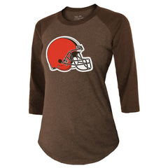 Deshaun Watson  Majestic Threads Women's Name & Number Raglan 3/4 Sleeve T-Shirt - Cleveland Browns
