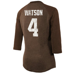 Deshaun Watson  Majestic Threads Women's Name & Number Raglan 3/4 Sleeve T-Shirt - Cleveland Browns