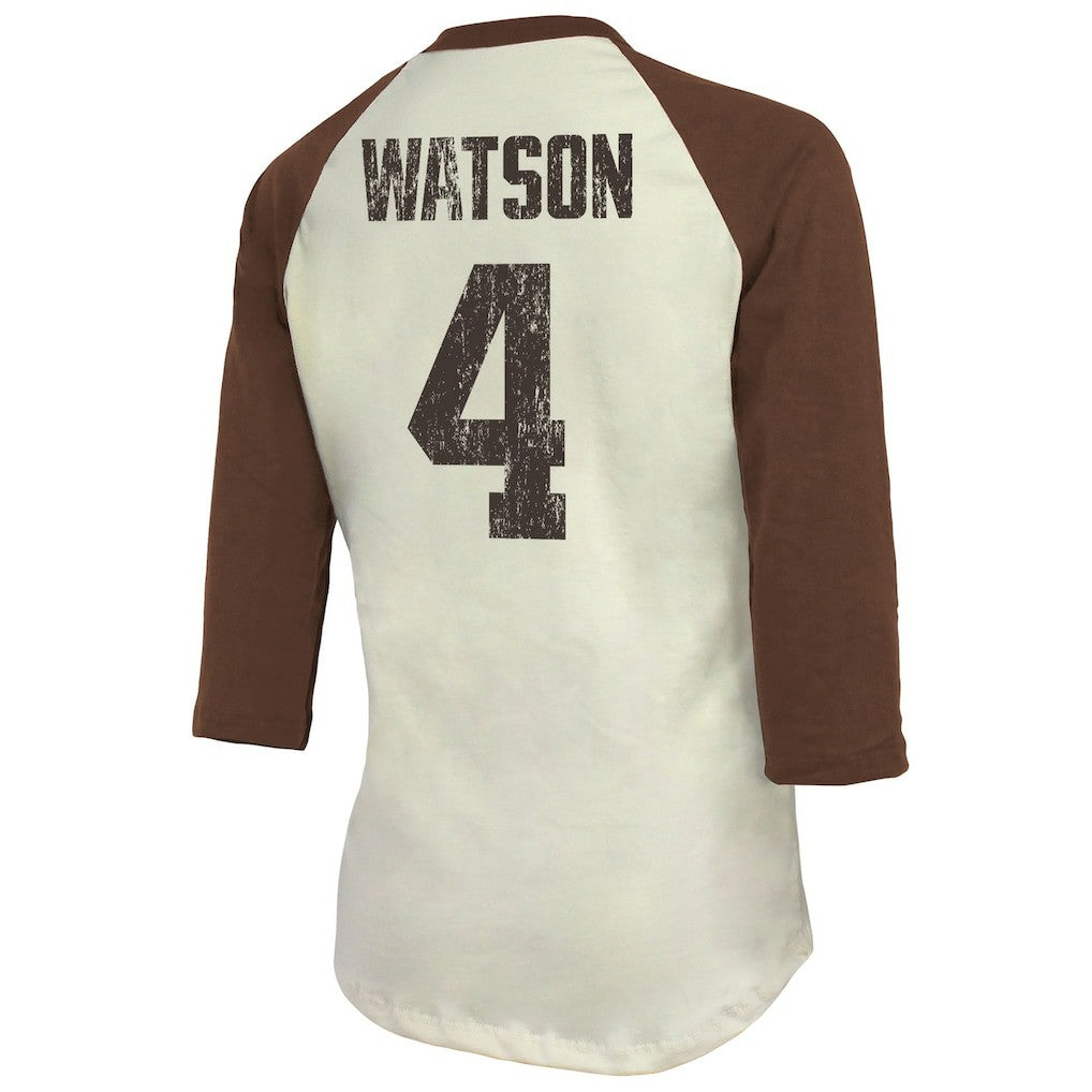 Deshaun Watson  Majestic Threads Women's Player Name & Number Tri-Blend Three-Quarter Sleeve T-Shirt - Cleveland Browns