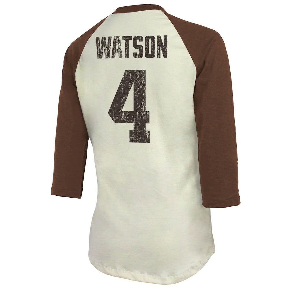 Deshaun Watson  Majestic Threads Women's Player Name & Number Tri-Blend Three-Quarter Sleeve T-Shirt - Cleveland Browns