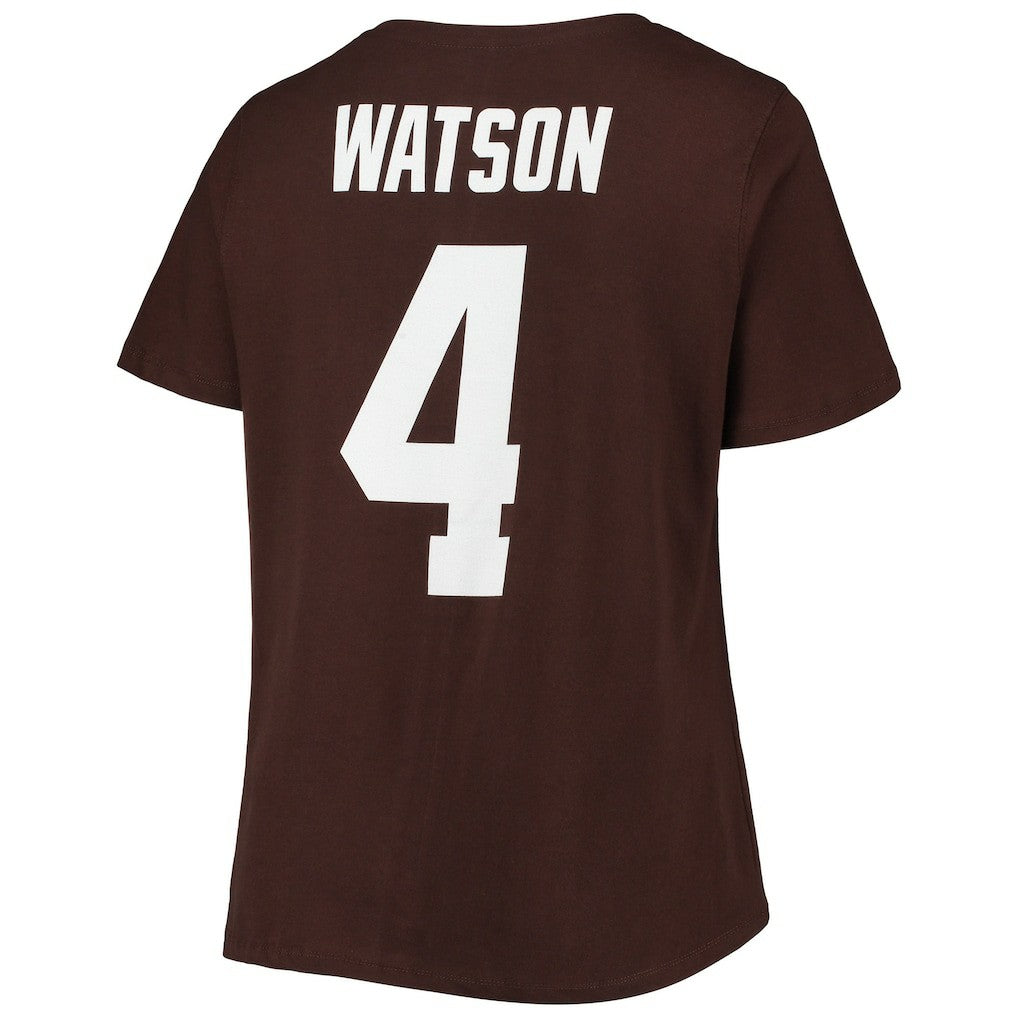 Deshaun Watson  Women's Plus Size Player Name & Number V-Neck T-Shirt - Cleveland Browns