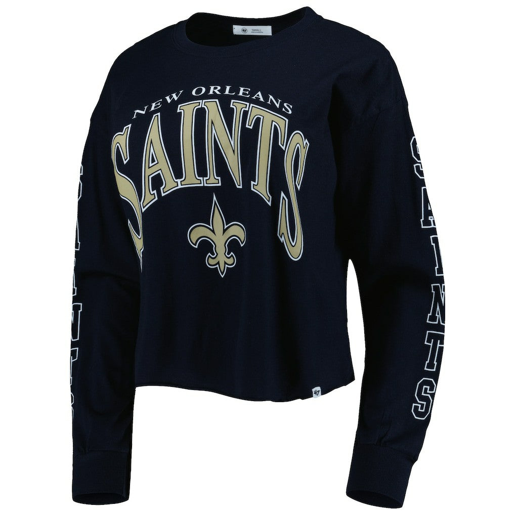 '47 Women's Skyler Parkway Cropped Long Sleeve T-Shirt - New Orleans Saints
