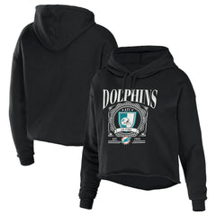 WEAR by Erin Andrews Women's Cropped Sponge Fleece Pullover Hoodie - Miami Dolphins