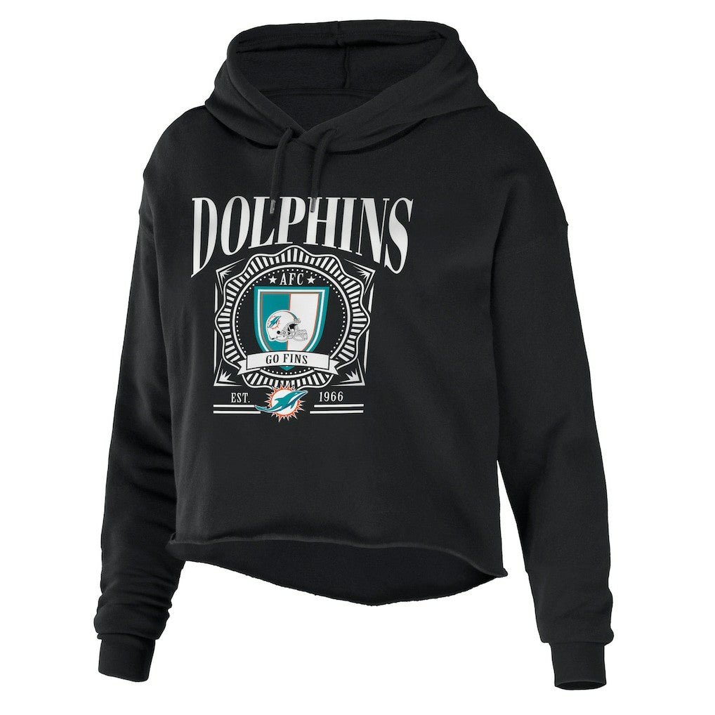 WEAR by Erin Andrews Women's Cropped Sponge Fleece Pullover Hoodie - Miami Dolphins