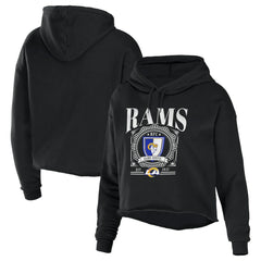 WEAR by Erin Andrews Women's Cropped Sponge Fleece Pullover Hoodie - Los Angeles Rams