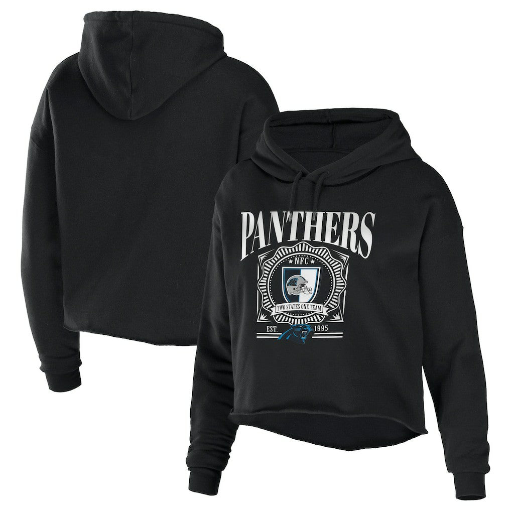 WEAR by Erin Andrews Women's Cropped Sponge Fleece Pullover Hoodie - Carolina Panthers