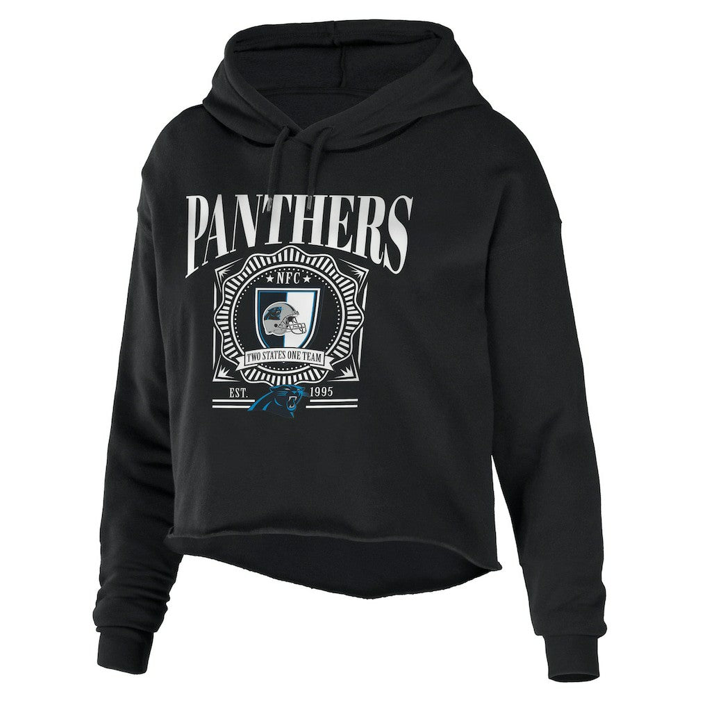 WEAR by Erin Andrews Women's Cropped Sponge Fleece Pullover Hoodie - Carolina Panthers