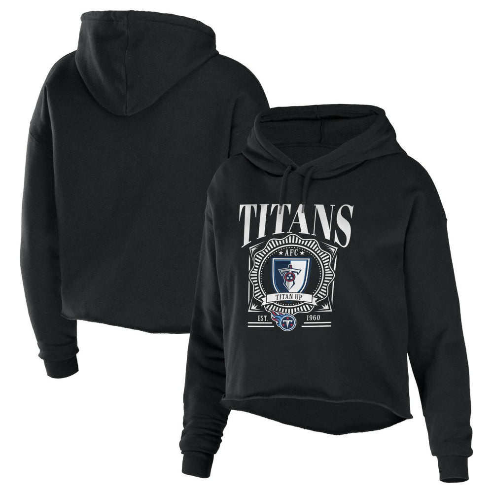 WEAR by Erin Andrews Women's Cropped Sponge Fleece Pullover Hoodie - Tennessee Titans