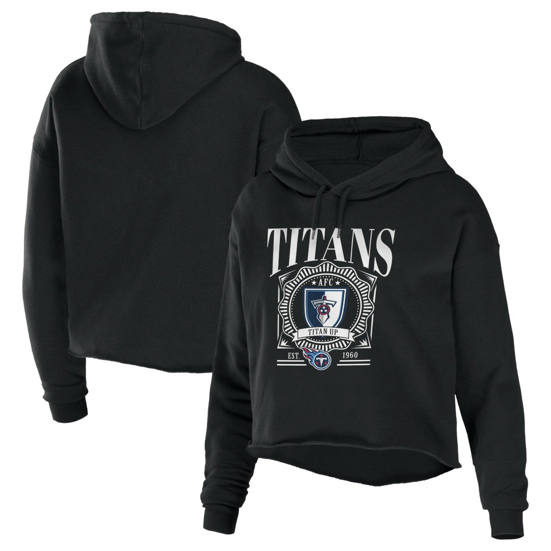 WEAR by Erin Andrews Women's Cropped Sponge Fleece Pullover Hoodie - Tennessee Titans