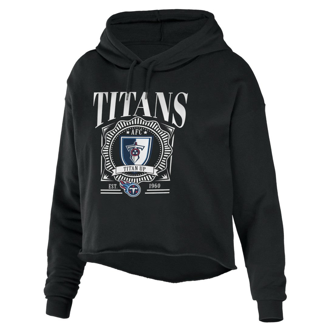 WEAR by Erin Andrews Women's Cropped Sponge Fleece Pullover Hoodie - Tennessee Titans