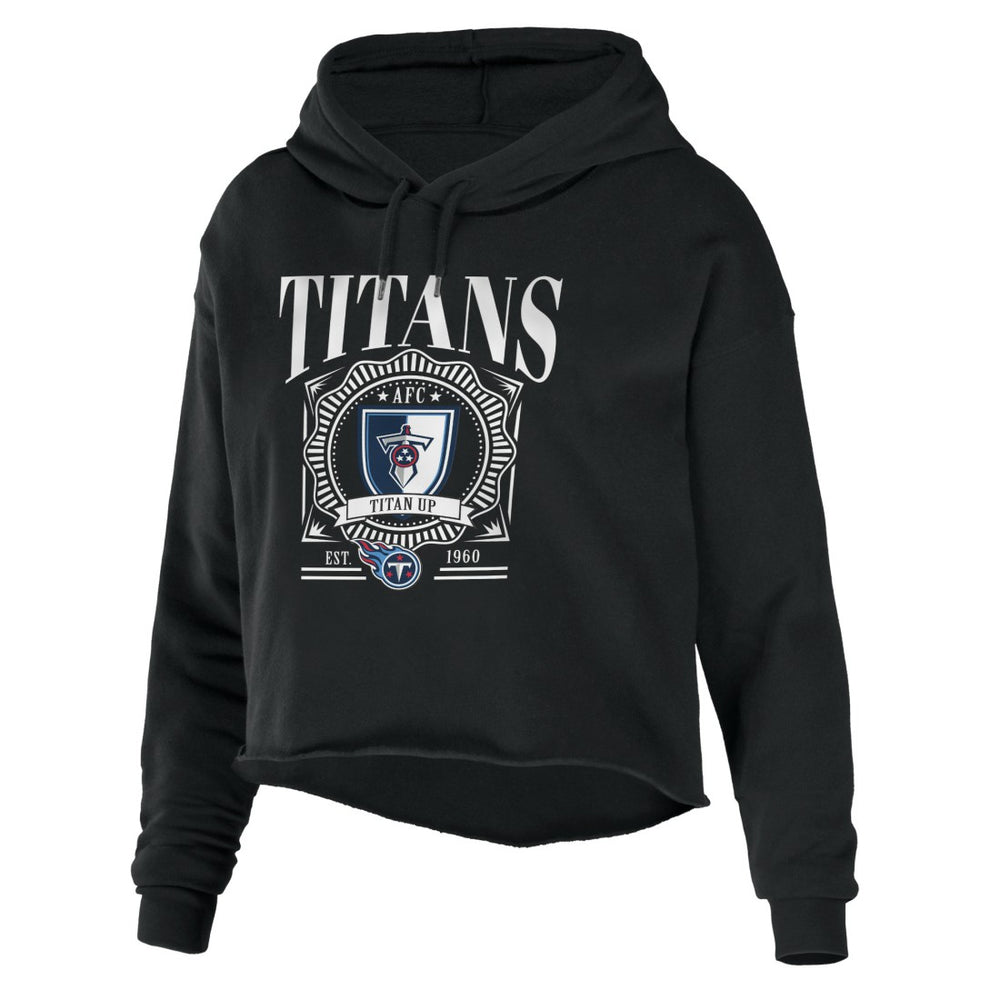 WEAR by Erin Andrews Women's Cropped Sponge Fleece Pullover Hoodie - Tennessee Titans