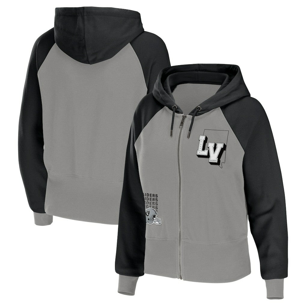 WEAR by Erin Andrews Women's Colorblock Lightweight Full-Zip Hoodie - Las Vegas Raiders