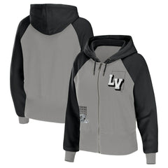 WEAR by Erin Andrews Women's Colorblock Lightweight Full-Zip Hoodie - Las Vegas Raiders