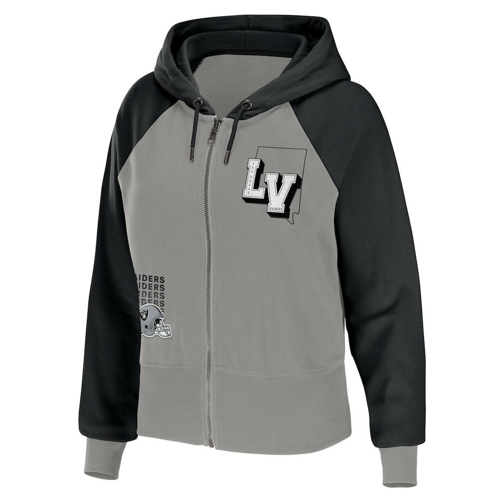 WEAR by Erin Andrews Women's Colorblock Lightweight Full-Zip Hoodie - Las Vegas Raiders