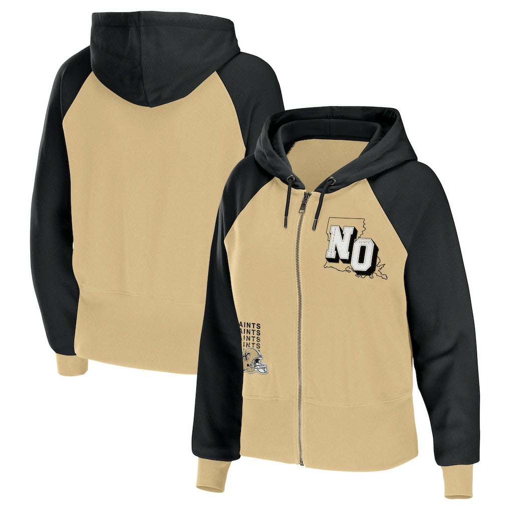 WEAR by Erin Andrews Women's Colorblock Lightweight Full-Zip Hoodie - New Orleans Saints